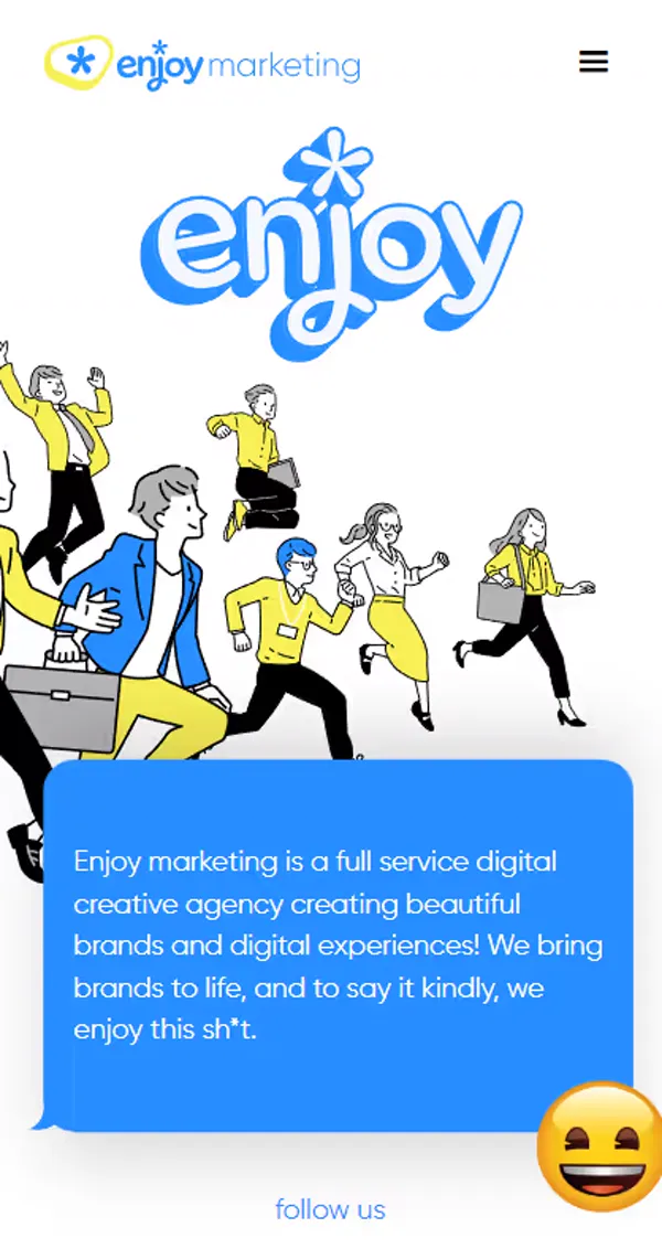 Sitio web de Enjoy Marketing, vista móvil 1